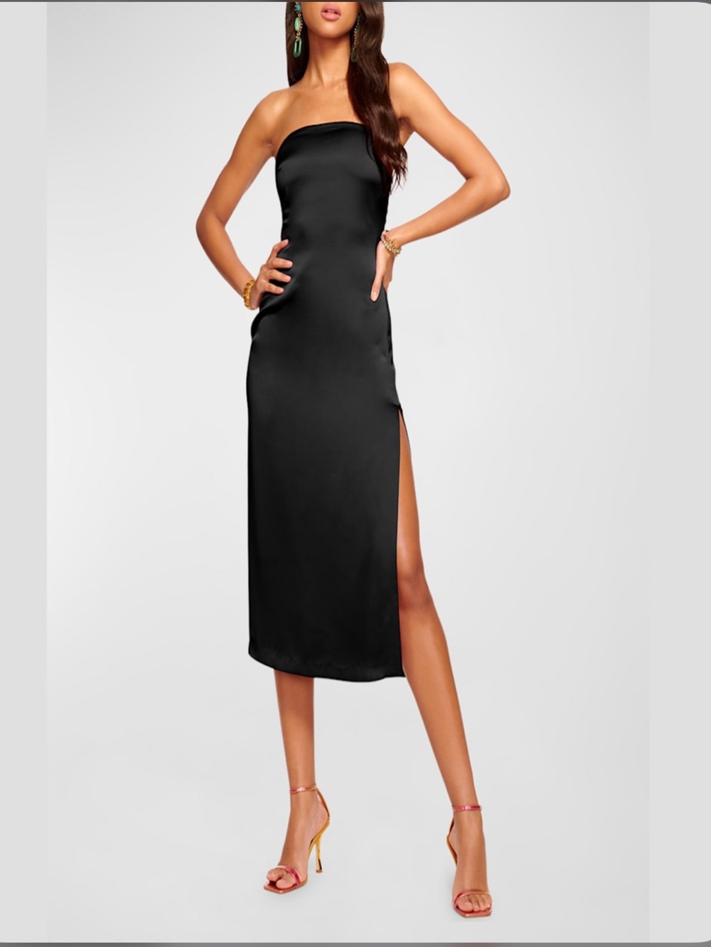 Ramy Brook Strapless Black Lisa Dress with Side Slit